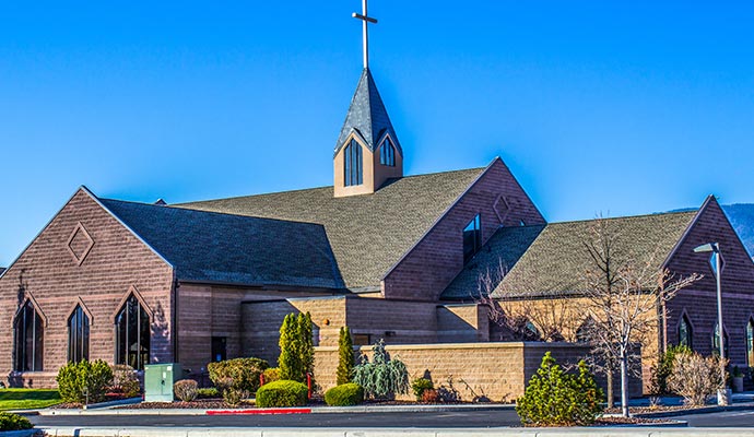 Exterior view of a church building