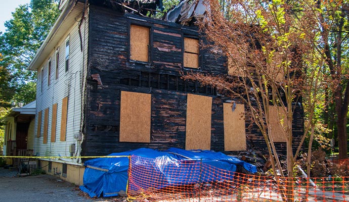 Boarded up window