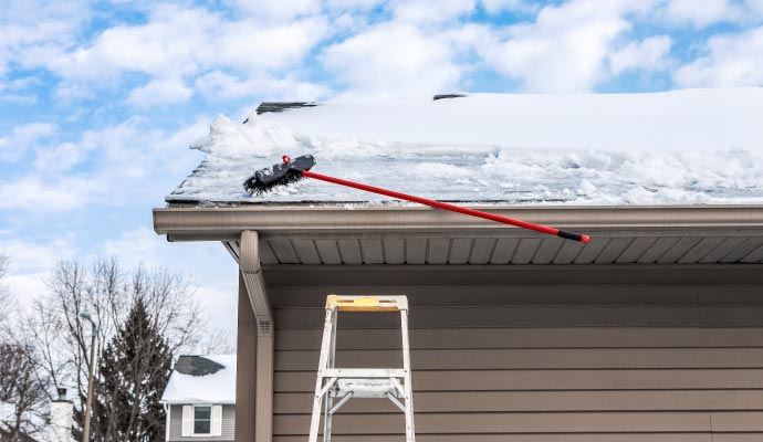 Snow damaged roof